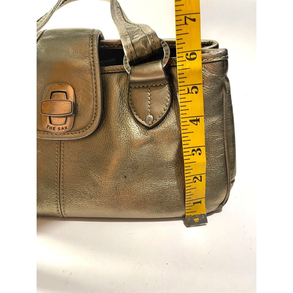 The sack original Y2K mini handbag metallic gold leather crop VTG casual women - Picture 5 of 11